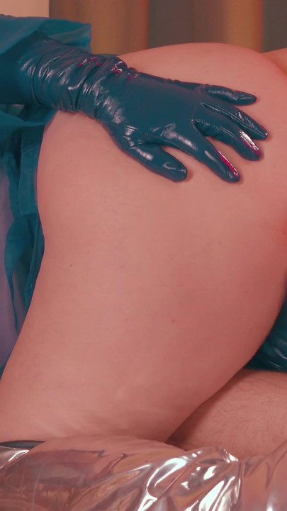 Big Ass Facesitting Handjob- Latina MILF Edges Skinny Guy& Makes Him Taste Cum, in raincoat, thigh-high boots, leather glove | Clip 2