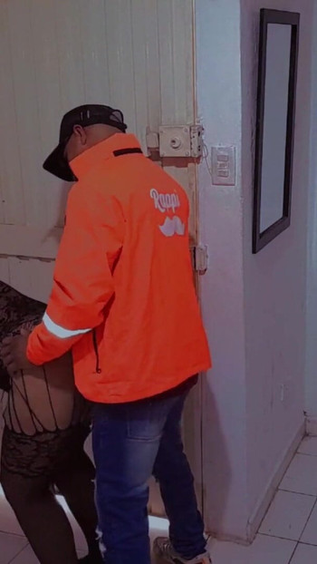 Epic moment from "Sex with unknown delivery man, I receive him in lingerie, I give blowjob, I suck his dick and he lets me"