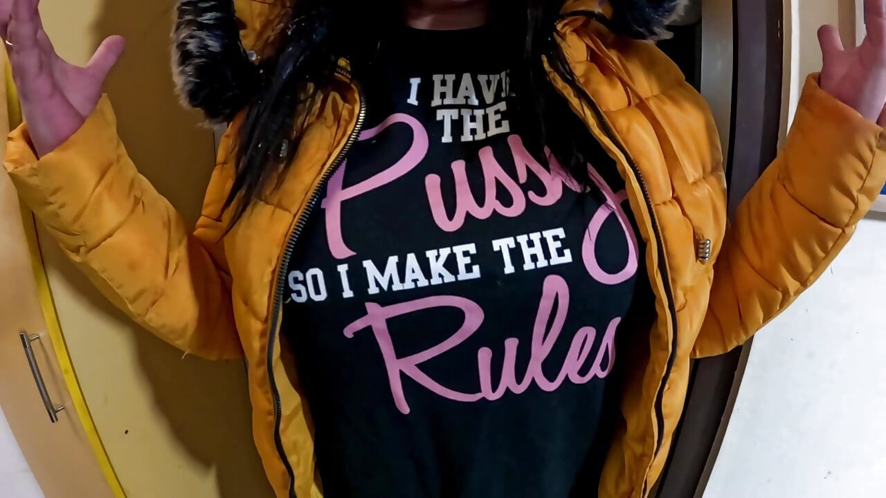 Shiny Yellow Downjacket BJ - Pussy Rules Shirt and Double Cum on My Clothes