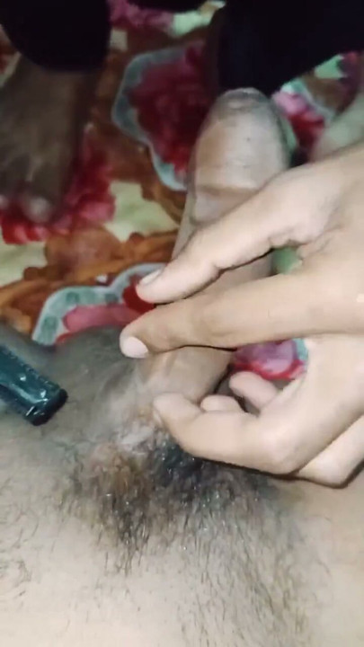 It's shaving time my bf shaved cock and balls | Clip 1