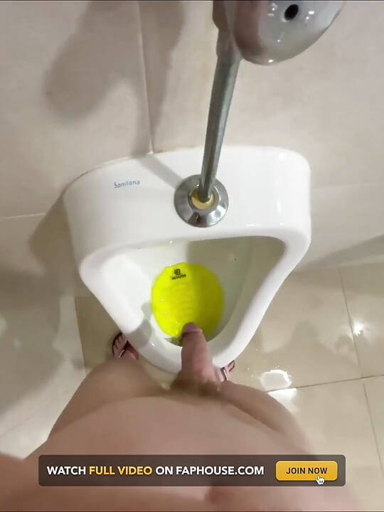 Dared to Piss Fully Naked in Public Toilets Urinal