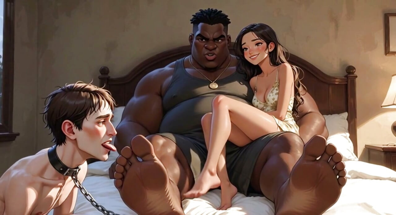Foot Slave Husband Cleans Wife's Feet with His Tongue - Femdom