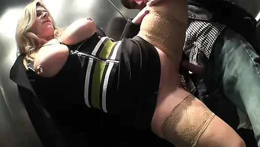 Filthy Nurse Sucks and Fucks, Blonde Public Slut Gags on BBC