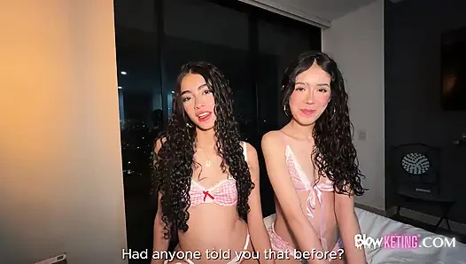 The best deep throat THREESOME with two 18yo LATIN girls