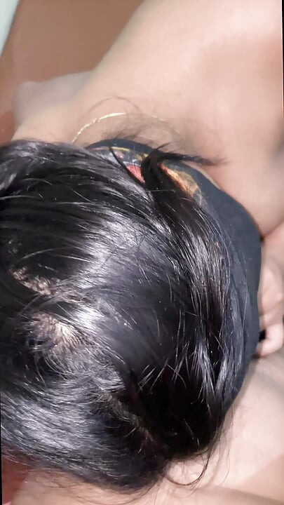 Getting a blowjob from a young woman until cumming inside.
