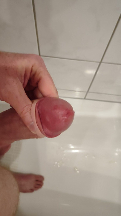 Ruined orgasm with enormous cumshot after 2 weeks of chastity