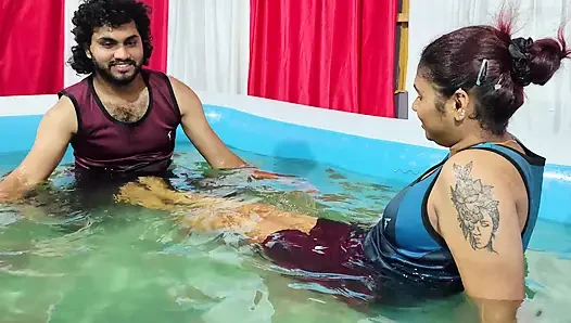 Pool romance with lip lock