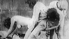 Antyczne porno 1920 - dzień Bastille - owłosione francuskie dziewczyny