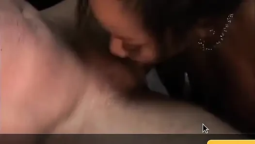 Threesome - Stunning Young Black Sluts Share a Big White Cock