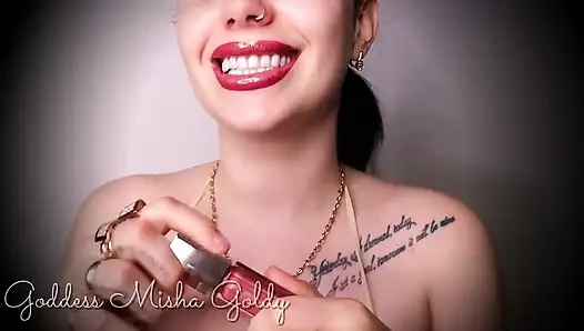 Ich bin Französin, ich küsste mit dir und beschmiere meinen dunklen glänzenden lippenstift auf deinem gesicht!