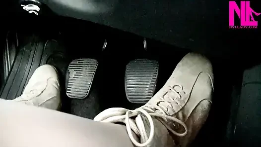 Driving and Pedal Pumping in Suede Soft Flat Boots