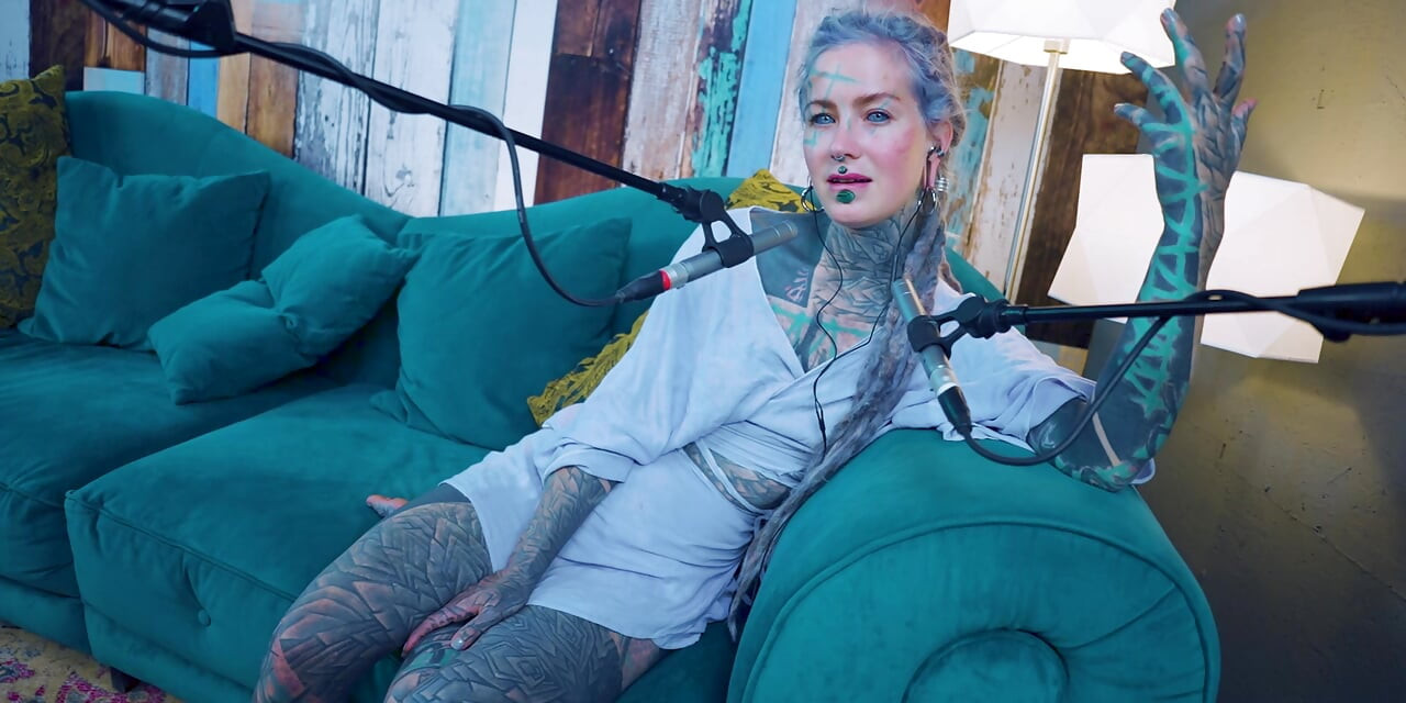 I talk about F - Fear - ASMR podcast SFW talking goth skinny girl dreadlocks tattoo model inked girl