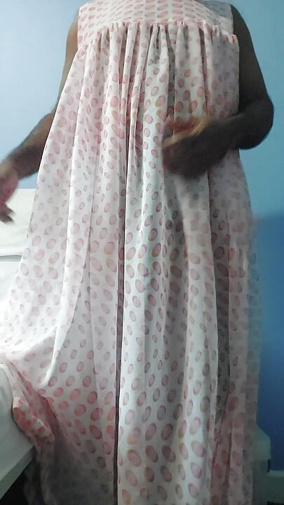 I'm masterbating and cum wearing a Silk Seethrough Night Gawun