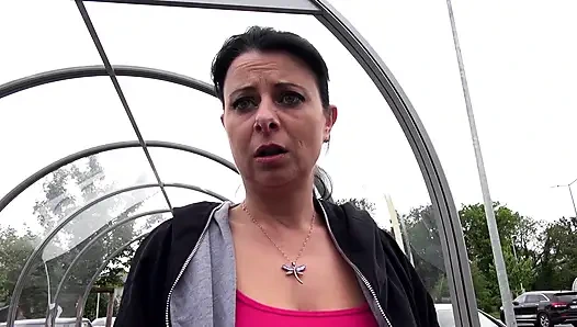 Big ass tattooed chick picked up and fucked in car