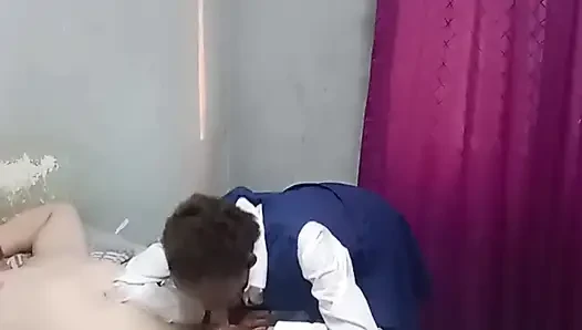Student sucks my white cock & ride step daddies cock