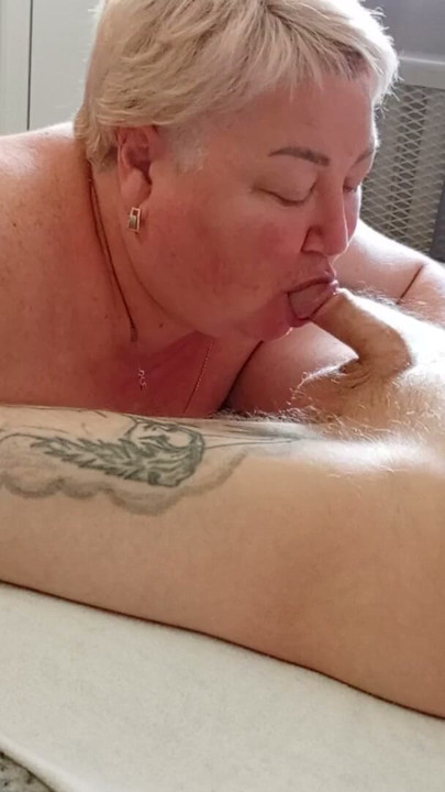 Blowjob from stepmom with big natural tits in homemade amateur video | Clip 1