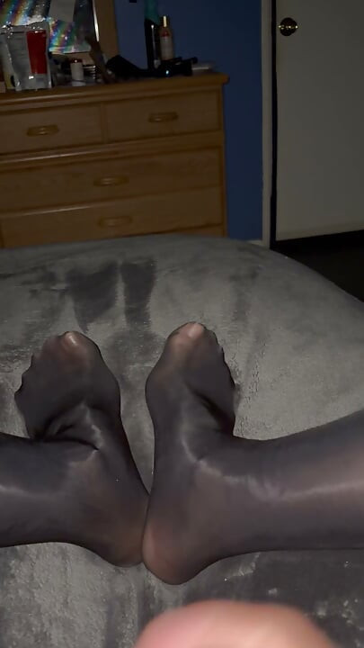 Black pantyhose jack off