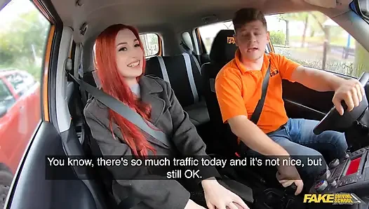 Fake driving school - si cewek hot rambut merah gigi rouge lagi butuh ijin dan rela ngelakuin apa aja untuk ini
