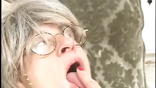 Horny granny knows pretty well how to handle gang bang