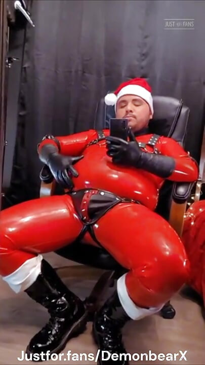 Chubby Santa Red Rubber Latex Leather Boots