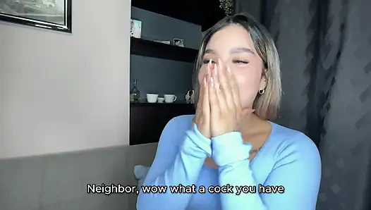 My neighbor fills my mouth with cum after destroying my pussy in his house! POV Carolina sharpen it