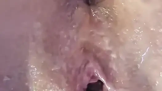 Dirty talking wife squirts three times on video call