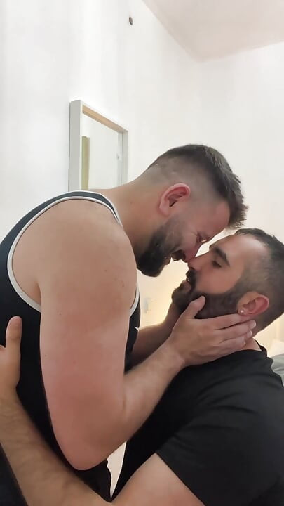 Italian and Spanish Bears Kissing