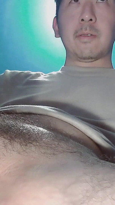 Asian with big cock shows his face for the first time and ends up masturbating | Clip 1