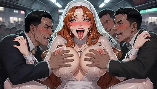 Busty Redhead Nun Public Humiliation - Train Bus Orgy Squirting Creampie