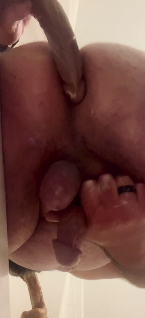 Bear beliw view dildo cum