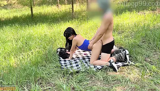 Almost creampied Asian tight pussy during outdoor hiking
