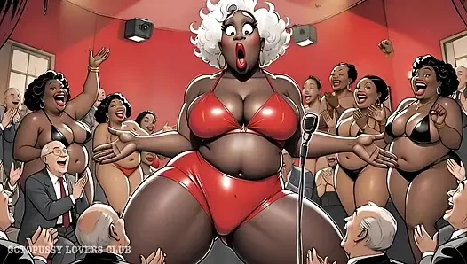 Elit Kulübü: Sahibe Zenci Iri Güzel Kadın Yaşlı Zengin Gavatların Hayallerini Gerçekleştiriyor. Çizgi Film Görsel Roman