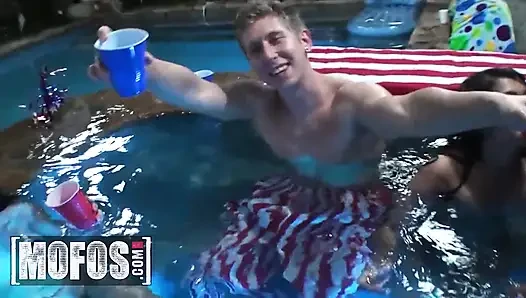 MOFOS - These Hot Pornstars Celebrate Their Independence By Sucking And Fucking All Day And Night At A Pool Party Orgy