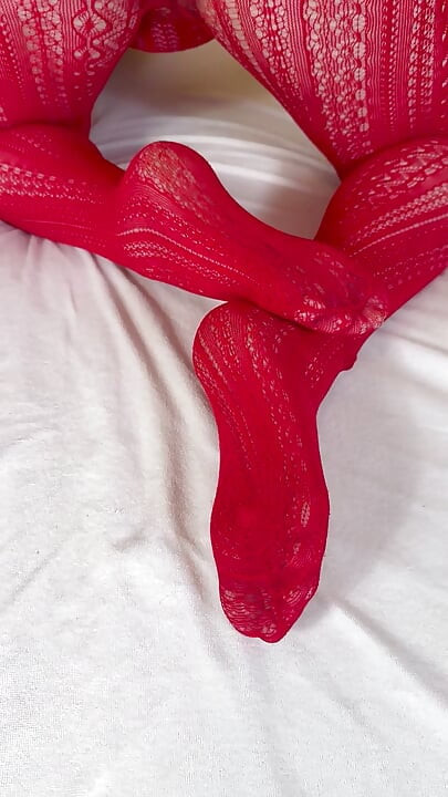 Red pantyhose showing