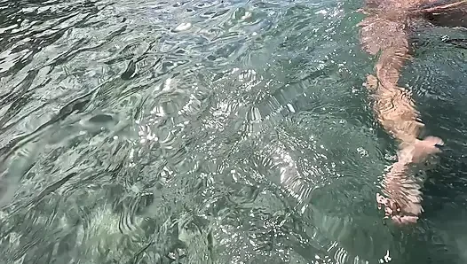 Naked MILF Swimming with Anal Plug Underwater