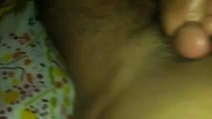 Handjob and cum on wife feet
