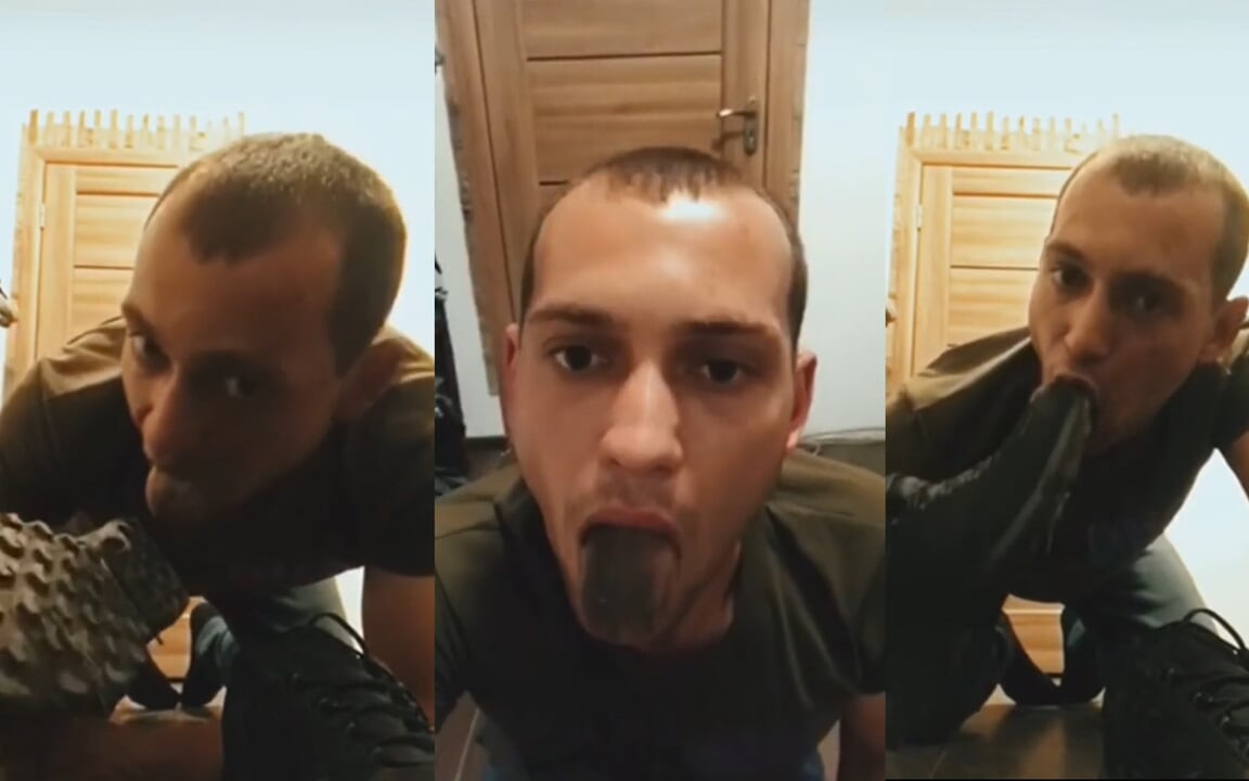 The Strict Master Ordered the Slave to Lick Dirty Sneakers