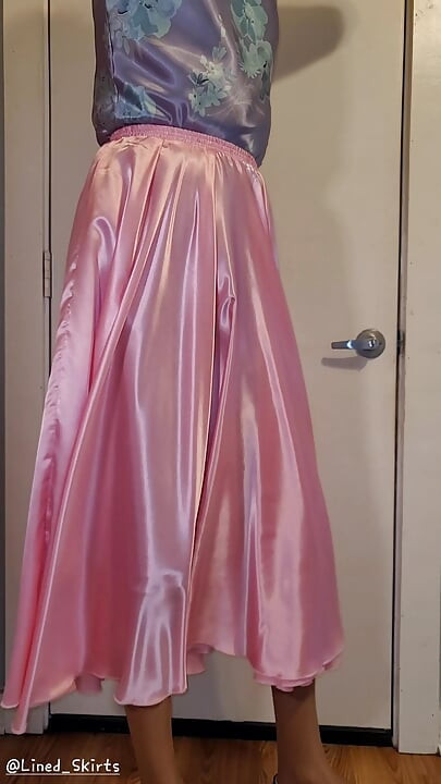 Long formal satin skirt with multiple satin slips. Satin layers
