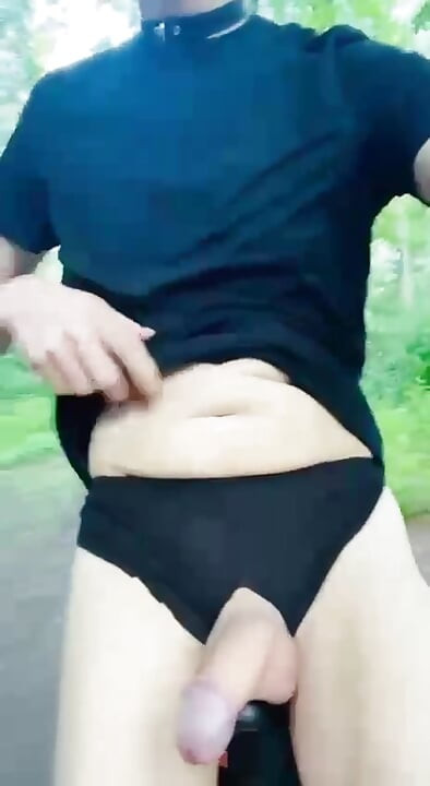 Confirming I’m a slut for men (part-4) Continued, riding bike main pathway showing cock.