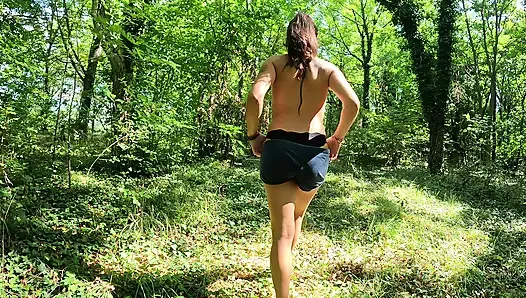 I walk in the woods and I strip naked