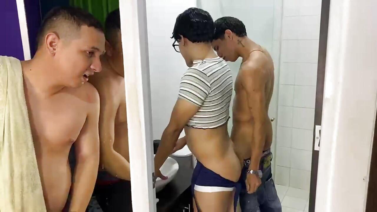 In the Adventures of KEN PRINCE, femboy gets fucked in the bathroom by his best friend and his other friend watches them