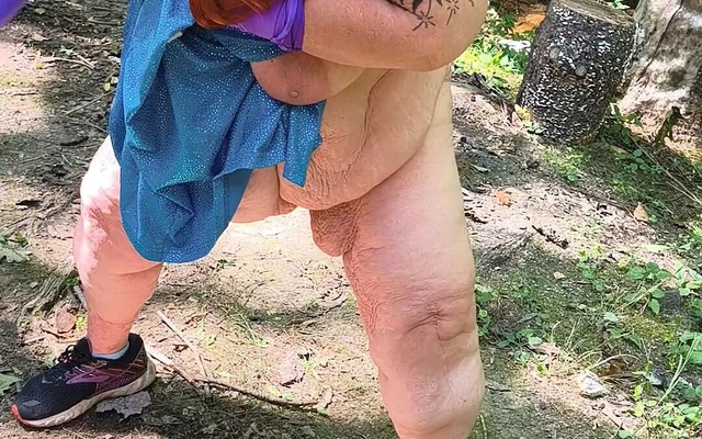 Pulling up Her Dress in the Woods She's a Squirting Mess