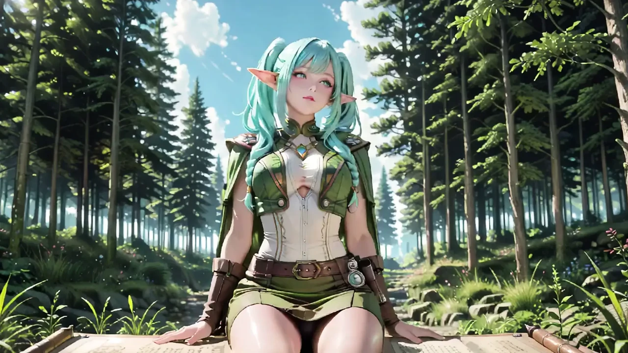 Forest Fantasy! Blue Elf Kneeling, Green Elf Teasing, Sun-Dappled Magic & Wand Play.