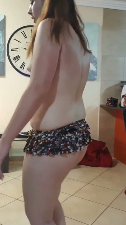 Pigtail teen shaking her ass in a micro skirt with no panties | Clip 1