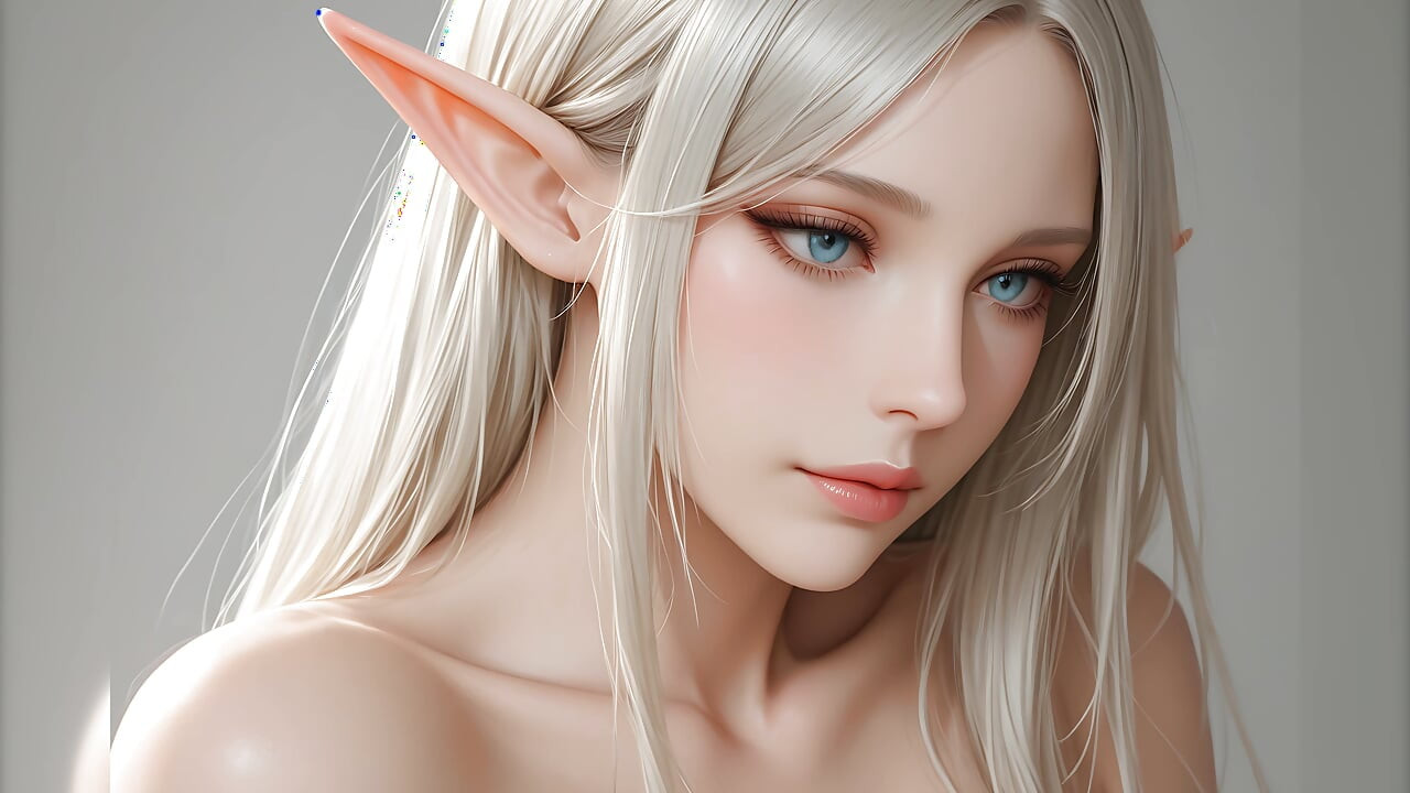 Lustrender Slideshow: Beautiful Nude Elf Head Turn Right Art - Ai Video