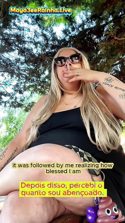 BBW Brazilian MILF Goddess Morning Outdoor Smoking Ritual Showing Thighs