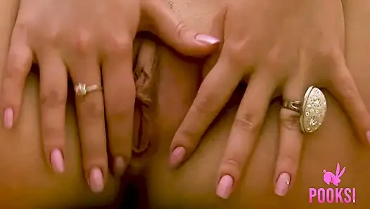 Flat chested blonde Coed Lily stripteasing and pussy rubbing