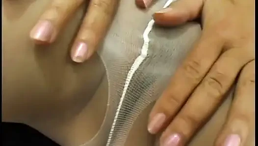 Busty brunette whore takes a warm load all over her perfect massive tits