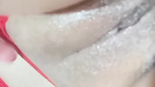 The stepsister's virgin pussy, I tease her with my huge cock and my tip