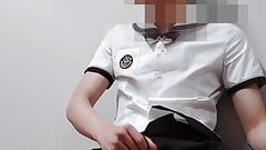 Masturbating in school uniform outside
